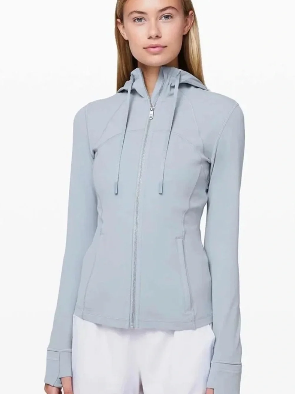 lululemon athletica Light Gray Hooded Zip Jacket